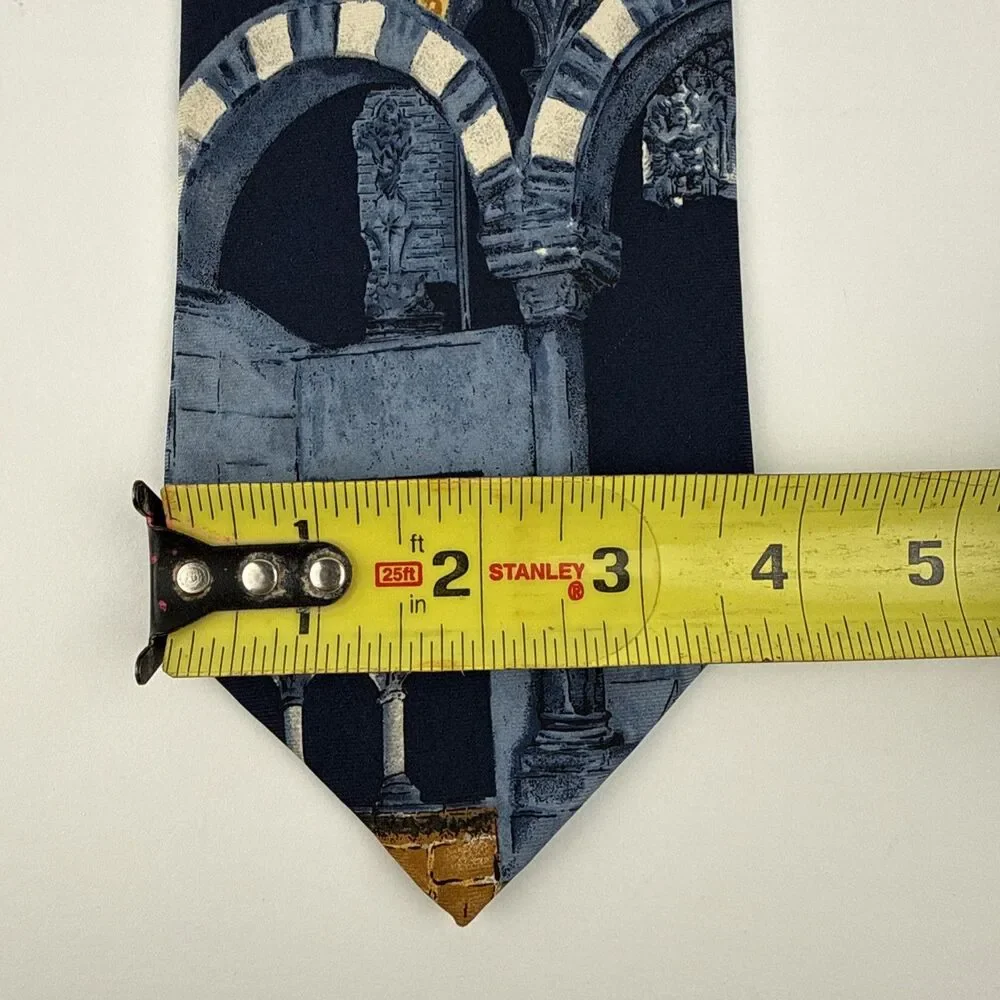 Structure Tie Usa Silk Architecture Gothic Columns Arches Necktie Vtg/Rare
